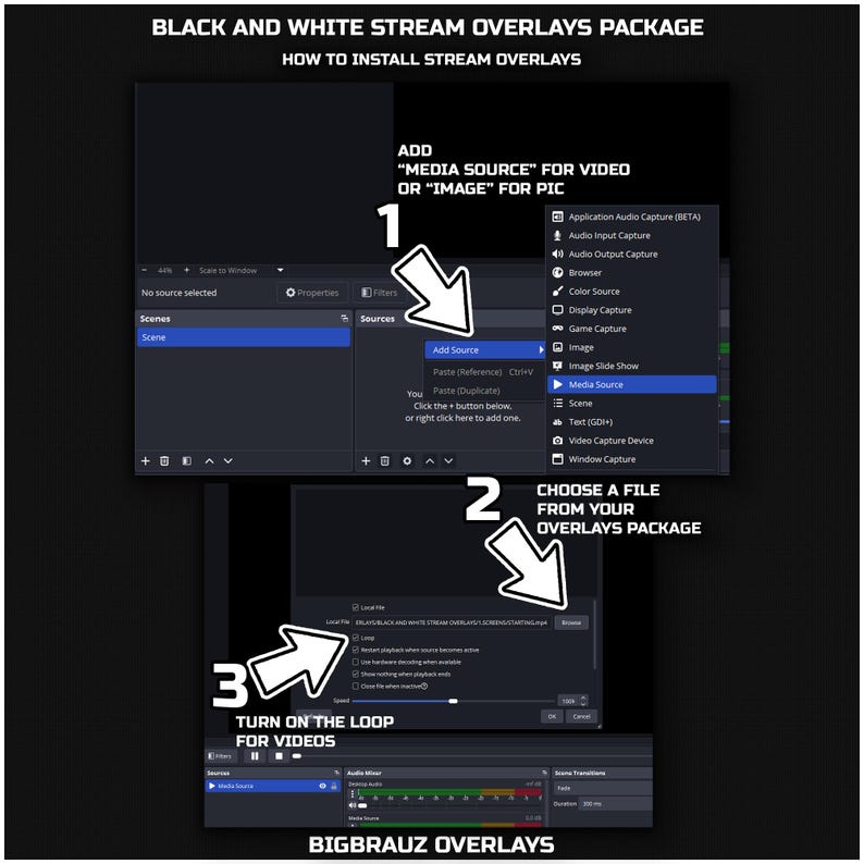 Animated DARK Stream overlays package for Twitch, Youtube, OBS, Streamlabs in topographic dark style image 16