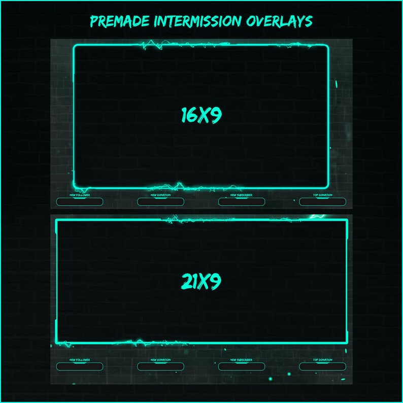 Green neon stream overlays screens