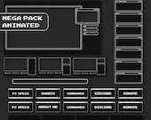Animated BLACK and White DARK RETRO Twitch Overlay Package - Minimal Dark Twitch Theme | Retro Computer Stream Overlay Pack