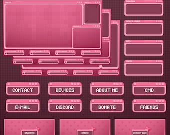 Geanimeerd stream-overlaypakket voor Twitch, schattige Windows-thema-overlay, esthetische roze kleur, kawaii Twitch-overlaypakket