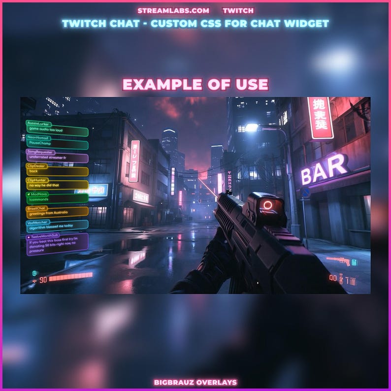 Minimalist Glowing Chat Widget | Animated Stream Overlay for Twitch ...