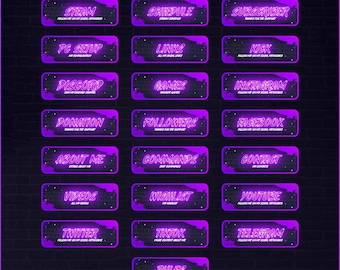 PURPLE NEON PANELS For Twitch. Designs panels for twitch profile