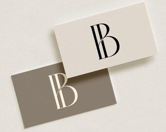 B&I Initials Wedding Monogram Logo: Modern Minimalist Couples Design (Digital Download)