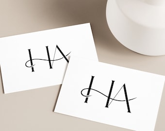 H&A Initials Monogram Wedding Logo: Modern Minimalist Couple Design (Digital Download)