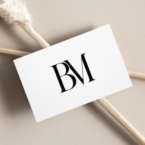 B&M Initialer Monogram Bröllopslogotyp: Modern minimalistisk design (digital nedladdning)