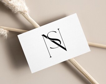 N&S Initials Wedding Monogram Logo: Modern Minimalist Design (Digital Download)