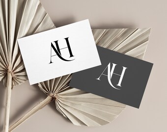 A&H Initials Wedding Monogram Logo: Modern Minimalist Couples Design (Digital Download)