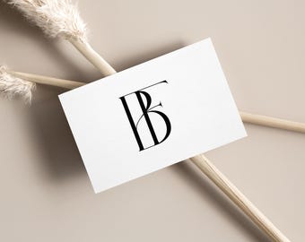 B&F Initials Wedding Monogram Logo: Modern Minimalist Couples Design (Digital Download)