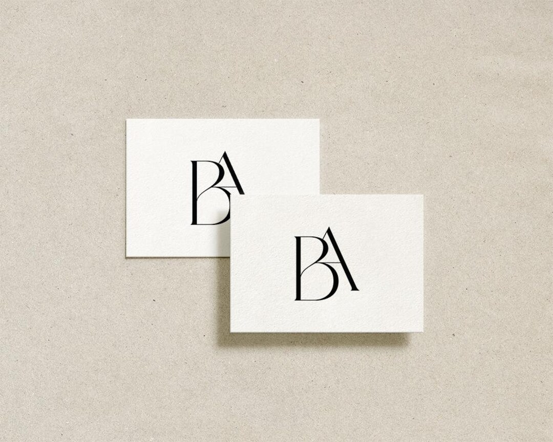 B&A Initials Monogram Wedding Logo: Modern Minimalist Design (digital ...
