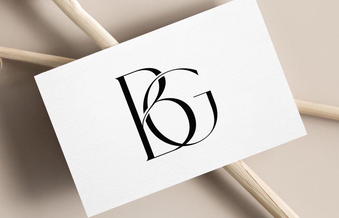 B&G Initials Monogram Wedding Logo: Elegant Minimalist Design (digital ...