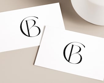 C&B Initials Monogram Wedding Logo: Modern Minimalist Couples Logo Design (Digital Download)