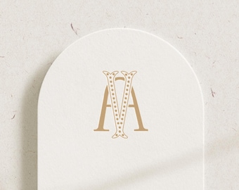 Custom Wedding Monogram Logo, Elegant Initials Crest, Vintage Monogram (Digital Download)