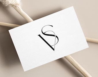 S&V Initials Wedding Monogram Logo: Minimalist Initials Design (Digital Download)