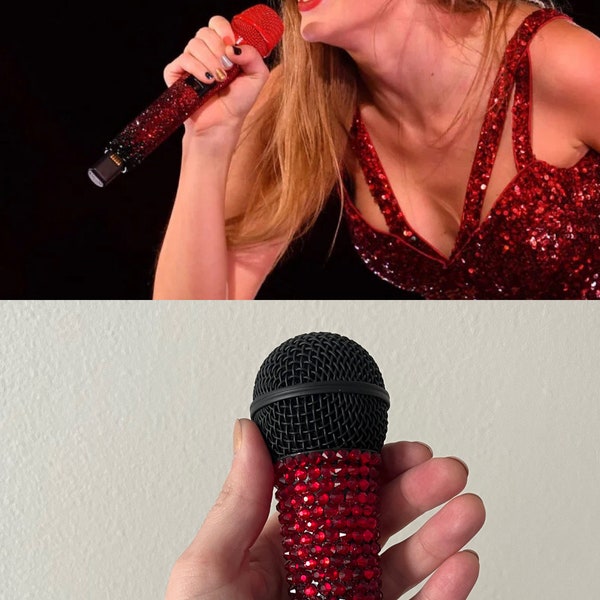 Micrófono Bejeweled Sparkly inspirado en Taylor Swift Red Era - Eras Tour