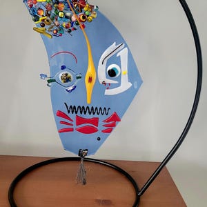 Pascal  by Gari – Abstract Fused Glass & Copper Mask | Handmade 3D Wall Art Sculpture | Unique Statement Art Piece   FREE SHIPPING!