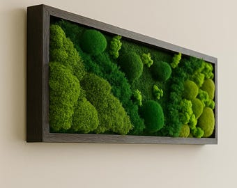 Ingelijste kunst aan de muur geconserveerd mos, Japandi biofiel groenkunstwerk, decor natuurlijke spa