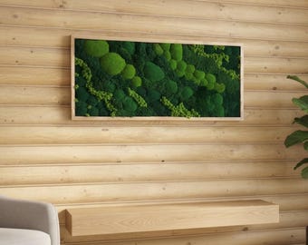 Cuadros de musgo en marco de madera, arte mural de musgo preservado de gran tamaño, Moosbild, productos ecológicos