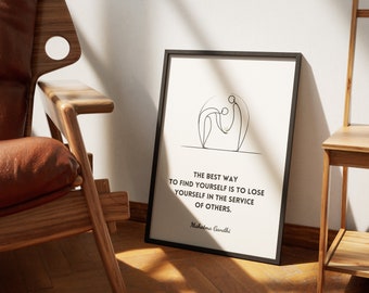 Mahatma Gandhi Digital Poster, Inspirational Gandhi Wall Art, Indian Leader Print, Peaceful Gandhi Artwork,Unique Home Decor, Multiple Sizes