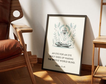 Mahatma Gandhi Digital Poster, Inspirational Gandhi Wall Art, Indian Leader Print, Peaceful Gandhi Artwork, Unique Home Decor,Multiple Sizes
