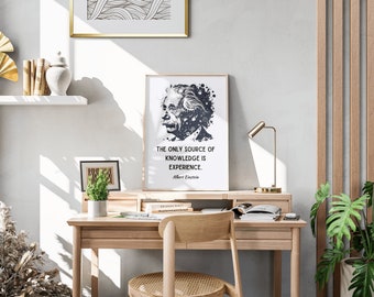 Albert Einstein-citat Digital poster, Omedelbar nedladdning, Motiverande Väggkonst, Inspirerande Heminredning, Utskrivbar Gåva, Flera Storlekar