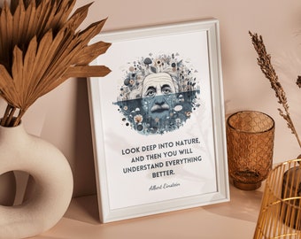 Albert Einstein-citat Digital poster, Omedelbar nedladdning, Motiverande Väggkonst, Inspirerande Heminredning, Utskrivbar Gåva, Flera Storlekar