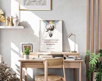Albert Einstein-citat Digital poster, Omedelbar nedladdning, Motiverande Väggkonst, Inspirerande Heminredning, Utskrivbar Gåva, Flera Storlekar