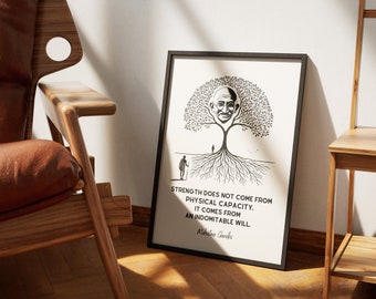 Mahatma Gandhi Digital Poster, Inspirational Gandhi Wall Art, Indian Leader Print, Peaceful Gandhi Artwork,Unique Home Decor, Multiple Sizes