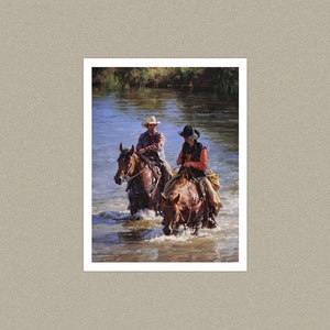 Deep Water and Conversation - Quality Western Prints, Western Art, Western Wall Art, Horse Art, Cowboy Art, Western Art Print, Western Decor