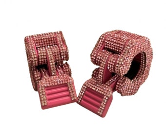 Pink Rhinestone Barbell Clamps 1 Inch