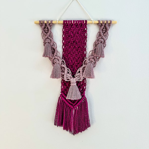 Personalizable macrame wall hanging with tassels - handmade wall art in your desired color