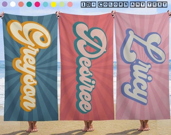 Custom Beach Towel birthday pool party Birthday gift for daughter Beach Towel With Name Birthday Vacation Gift for bachelor party shower