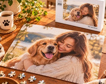 Personalized Pet Photo Puzzle, Custom Wooden Jigsaw from Your Picture, Dog Mom Gift, Cat Lover Gift, Pet Keepsake