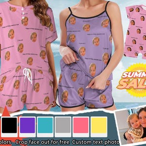 Custom women pajamas set with photo/text-birthday party gift-bachelor party gift-gift for niece/sister-pjs with name-Gift for newborn/mom