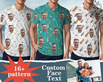 Custom hawaiian Polo shirt with photo/text-birthday party gift-bachelor party gift-gift for dad/grandpa-Shirt with name/text-birthday  party