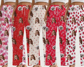 Xms Gifts Flannel Family Christmas Pants,Personalized photos Pyjamas,Your Faces Pajamas Pants,Funny Christmas Gift for her,Woman Man Pants