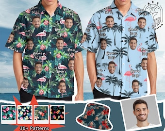 Chemise hawaïenne personnalisée avec photo/texte-cadeau d'anniversaire-cadeau d'enterrement de vie de jeune fille-cadeau-cadeau pour papa/grand-père-chemise de fête sur la plage-soirée d'anniversaire à la piscine