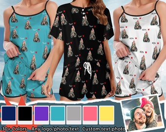Set pigiama donna personalizzato con foto/testo/cuore rosso-regalo festa di compleanno-addio al celibato-regalo per nipote/sorella-pigiama con nome-amica