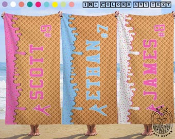 Trip Beach Towel with name Youth Baseball Gift,Ice Cream Drip Baseball Beach Towel For Boys bachelor party shower,Pool party,Team Gift birth
