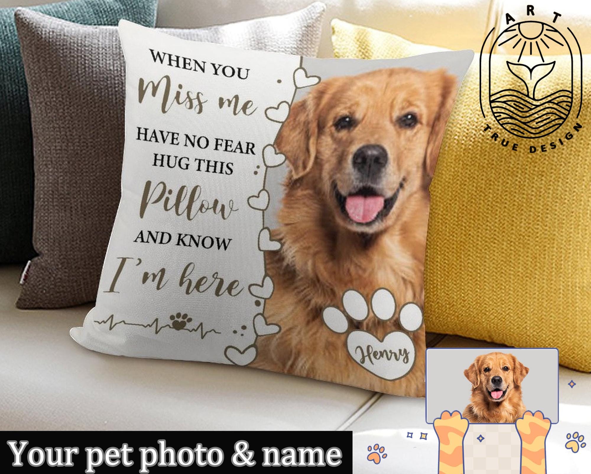 Dog Memorial Pillow,Pet Memorial Gift,Custom Loss of Pet Sympathy Gift with Pet's Picture,Pet Loss Gift,gift for dog cat lover,best dog