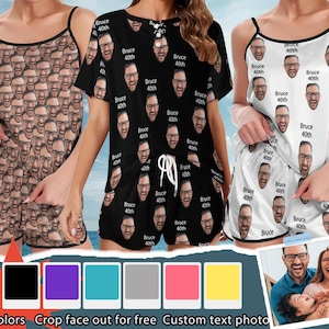 Anpassat pyjamasset för kvinnor med foto/text - födelsedagsfestpresent - möhippapresent - present till systerdotter/brorsdotter - pyjamas med namn - examensfest