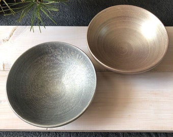 Japanese Arita ware (porcelain) Plates | Pottery Plates | smoked silver and gold | Deep Dish | Set of 2 | 240510-0155