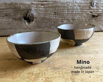 Japanese Minoyaki bowls |rice bowls | checkerboard | bowl | Set of ２ | 240509-0151