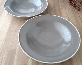 Assiettes Minoyaki japonaises | Assiettes en poterie | gris anthracite | Plat creux | Lot de 2 | 240509-0149