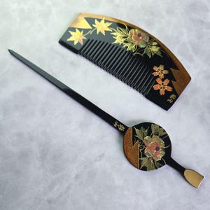 Japan Traditional Comb Kushi Kanzashi Lacquer hair accessory Maki-e ,wooden,240524-a-0238