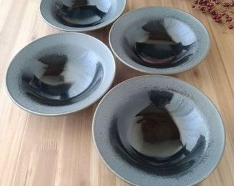 Assiettes Minoyaki japonaises | Assiettes en poterie | dégradé de couleur | Plat creux | Lot de 4 | 240509-0150