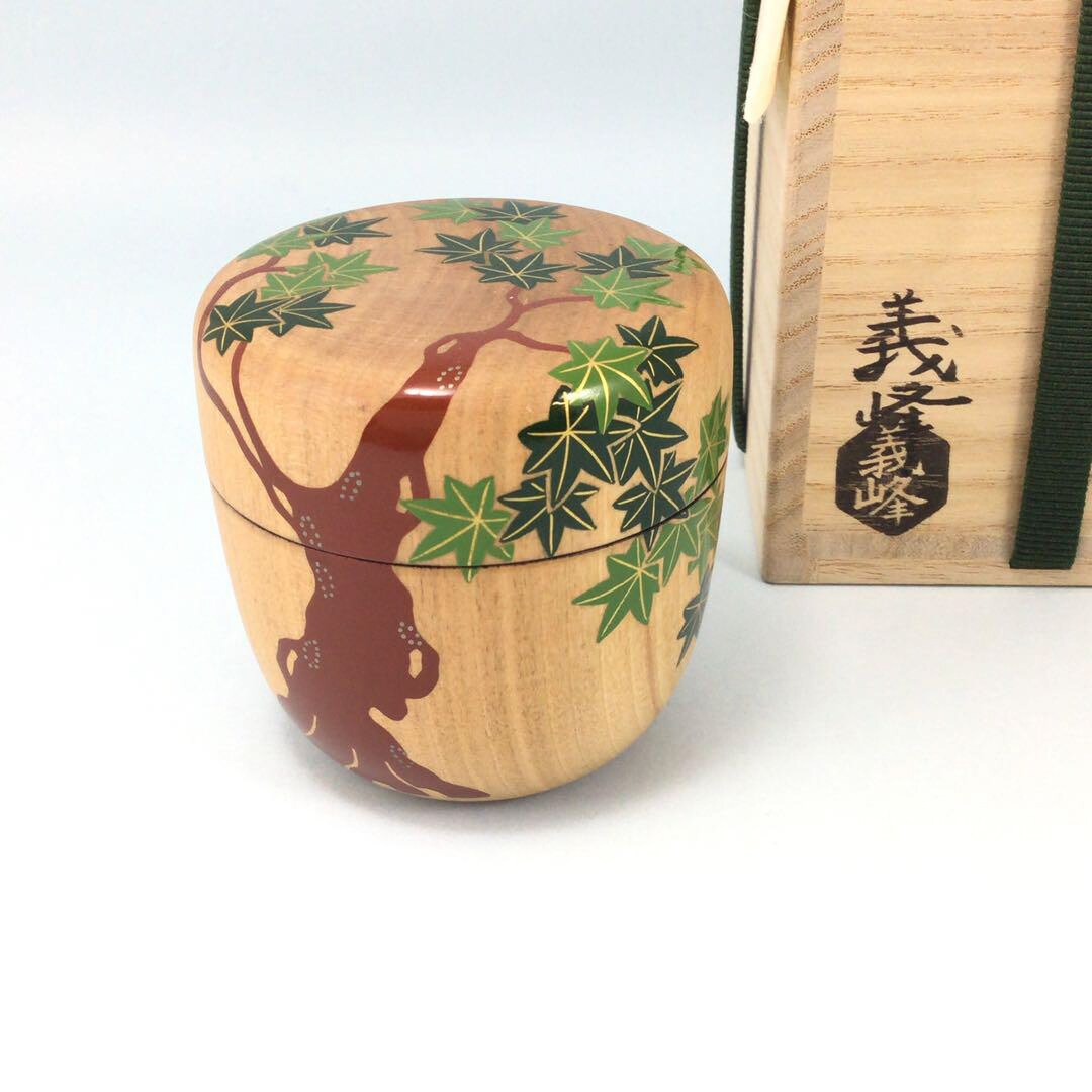 Nuri Tea Japanese Antique Natsume,yamanaka-nuri Tea Ceremony Utensil With Blue ...