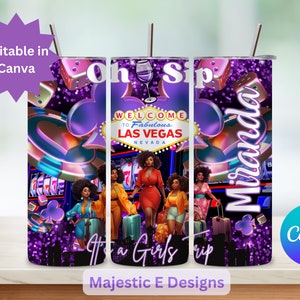 Modello per bicchiere sottile da 20 once con stampa a sublimazione "Viaggio tra ragazze a Las Vegas"