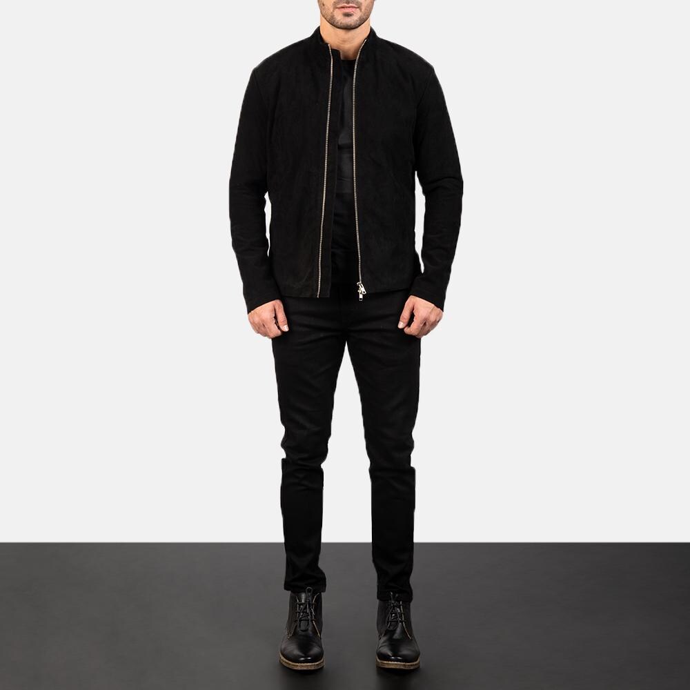 Black Suede Men s Jacket Mens Bomber Jacket Best Black Suede Jacket For Men Gift For Him Stylish Outerwear For Winter