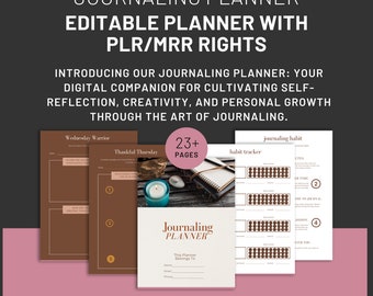 Journaling Planner  23 pages editable templates with PLR and MRR rights