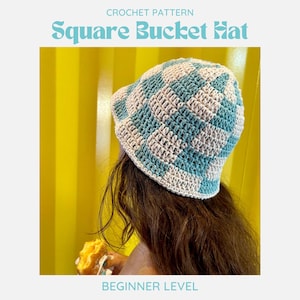 Crochet Pattern - Bucket Hat Crochet Pattern - Square Bucket Hat - Instant PDF Download - Easy Bucket Hat Pattern